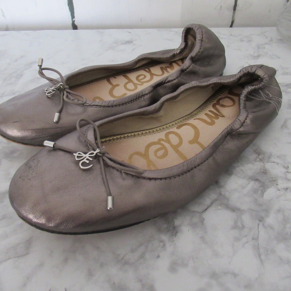 Sam Edelman Ballet Flats 6.5 Silver Metallic Slip On